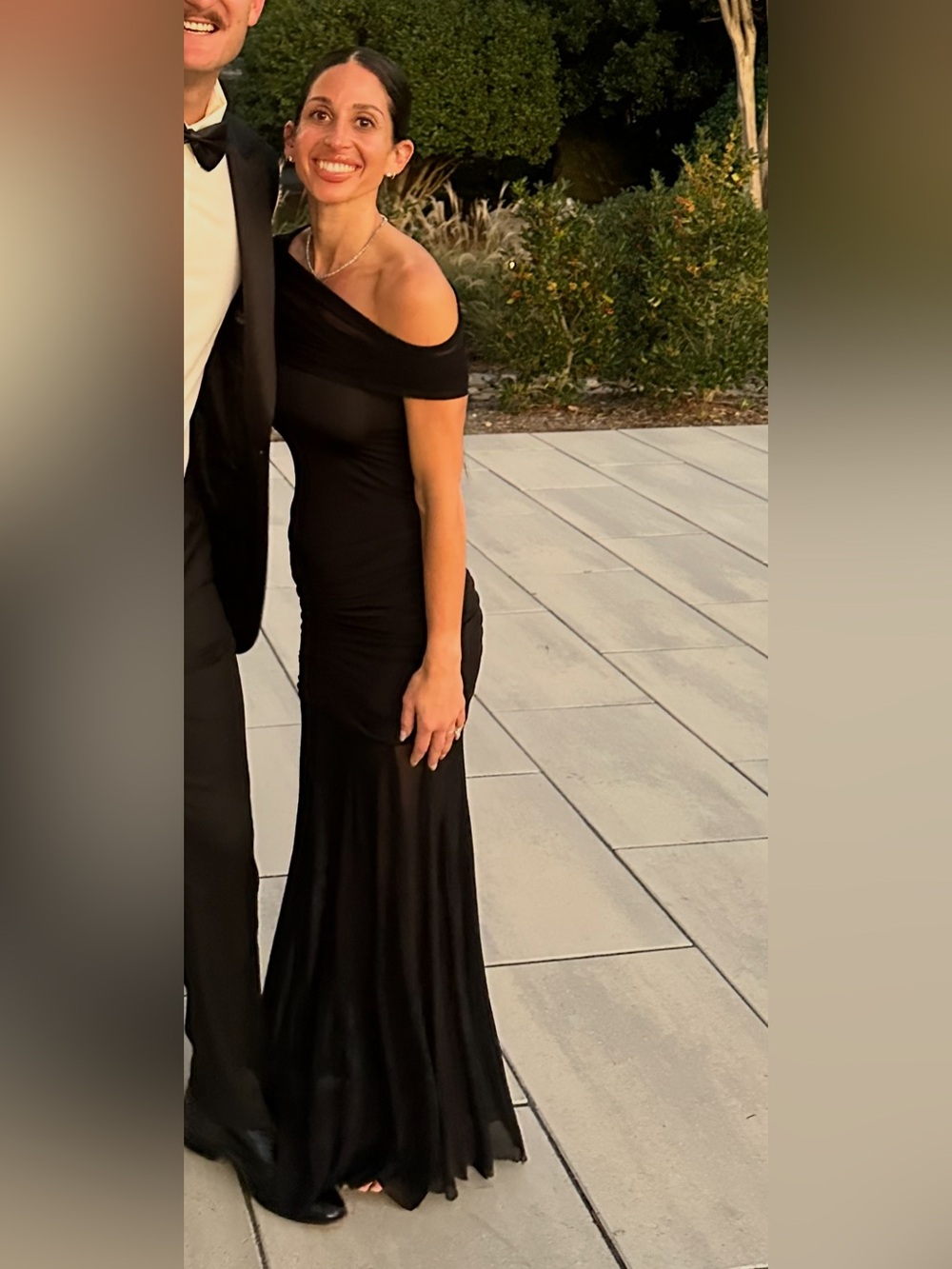 Meshki Black One-Shoulder Evening Gown with detach shall
